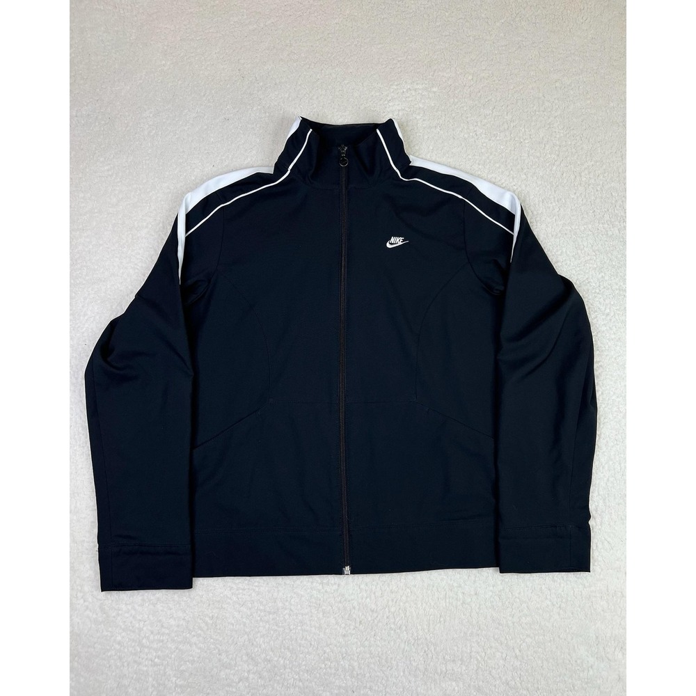 Nike Track Jacket Youth Large 12/14 Black Full Zip Stripe Athletic NikeFITDRY